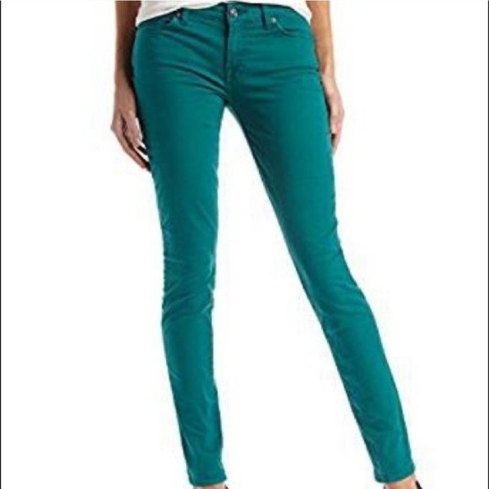 7 FOR ALL MANKIND GREAT COND GREEN GWENEVERE SKINNY STRETCHY COMFY JEANS SZ 29